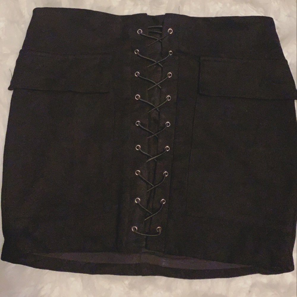 Black faux suede skirt